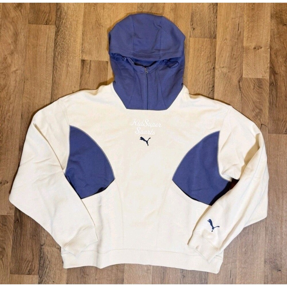 PUMA KidSuper Sports Progressive Hoodie Alpine Snow Blue Men Medium M 630932-87